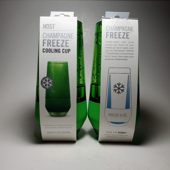 HOST Champagne Freeze Flutes in Green, Set of Two NEW in Box - Picture 3 of 11